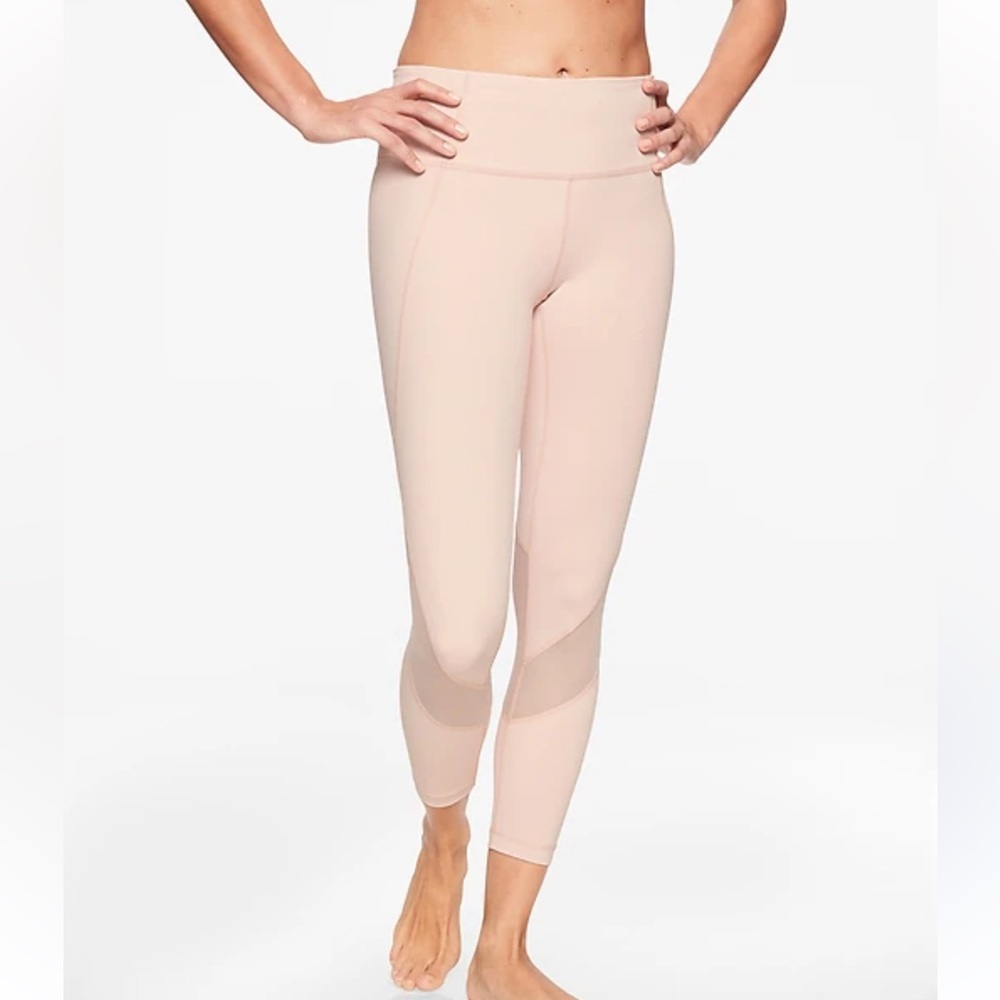Athleta Eclipse Light Pink High-Waisted‎ Mesh detail Leggings size M